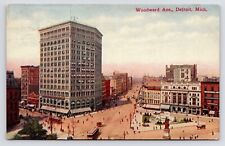 1910~Detroit Michigan~Woodward Ave~Downtown~Vaudeville~Trolley~Antique Postcard picture
