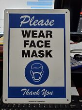 Metal Sign Please WEAR FACE MASK Thank You approx BIG 10x14” Open box picture