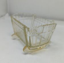 Indiana Glass Baby Cradle Planter Candy or Trinket Dish Rare Pale Yellow 1950's picture