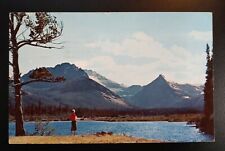 1961 GLACIER NATIONAL PARK Mountain Lake Girl Montana Postcard  picture