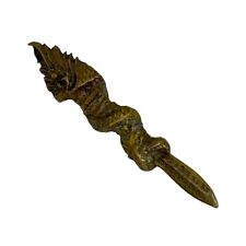 Vishnu Shesha Naga Serpent Yant Hindu Protect Talisman Knife Amulet ฺBrass Sword picture