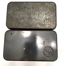 Pair of Camel Tobacco Cigarettes Metal Tin Boxes Vintage Silver Gray Color picture