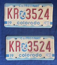 VTG 1976 Colorado Bicentennial Centennial Matching License Plate Collectable Set picture