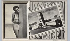LOVE FROM CHICAGO WORLD'S FAIR 1933 photo postcard ~rare, sexy, sears-roebuck picture