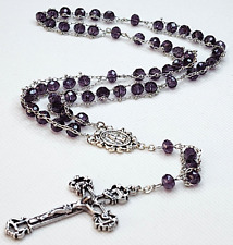 Jacob's Ladder Blessed Catholic Rosary to Heaven Purple Glass Beads Crucifix picture
