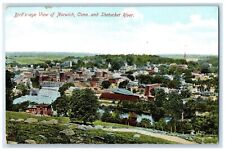 c1905 Bird's Eye View Of Norwich Connecticut And Shetucket River Postcard picture