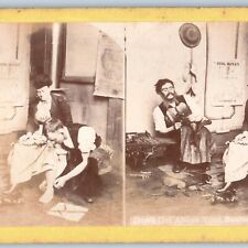 c1880s Man Watches Cobbler w/ Wifes Feet Real Photo Roedel Braun & Co Stereo V13 picture