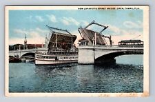 Tampa FL-Florida, Open Lafayette St Bridge, Hillsboro River, Vintage Postcard picture