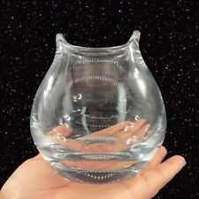 Vintage Clear Polish Art Glass Vase Bowl With Pointy Spots On Top Made In Poland picture