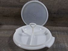 Tupperware White 3-Section SUZETTE Serving Caddy #608 w/Tupper Seal Lid Vintage picture
