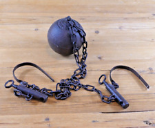 Ball and Chain Prison Iron Rustic Jail Prop 17 lbs Shackles Leavenworth Kansas picture