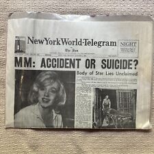 Marilyn Monroe RARE Death Newspaper Night Reissue Vintage August 6, 1962 picture