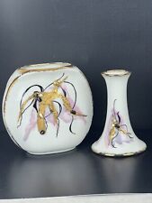Handcrafted Porcelain Set Of 2 Vases Signed By Artist 5” picture