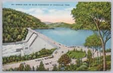 Linen~Norris Dam & Lake Scene~Northwest Of Knoxville Tennessee~1946~Vintage PC picture