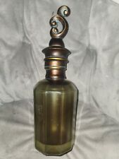 Vtg Muted Jewel Green Tone Tall Decanter Perfume Bottle W/ Stopper MCM  picture