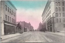 1910s ANDERSON Indiana Postcard MERIDIAN STREET Downtown Scene / Distant Trolley picture
