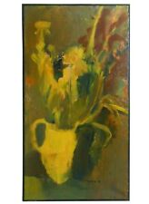SOPHIE FORDON (USA, 20TH C) 1965 SGND O/C TITLED 'YELLOW VASE' W/BLK WDN SLT FRM picture