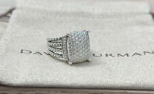 David Yurman Sterling Silver 925 Wheaton Pave Diamonds Ring 16x12mm Size 7 picture