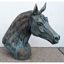 VTG Rustic Arabian Horse Head Sculpture Realistic Aged Bronze Finish Equestrian picture