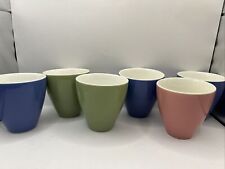 Set of 6 Tea Sake Cups Japanese Art Pottery - ZERO JAPAN Pastels Green Pink Blue picture