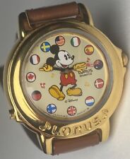 Vintage Lorus Disney Mickey Mouse Flag Musical Watch Plays Its A Small World picture