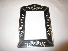VENETIAN STYLE BEVELED ETCH MIRROR GLASS EASEL PHOTO FRAME 8.75” tall picture