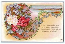 Language Of Flowers Romance Postcard White Hawthorn For Hope Forgot Me Not picture