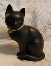 BLACK BASALT Franklin Mint Curio Cabinet Cats Black w Gold Collar Figurine 1988 picture
