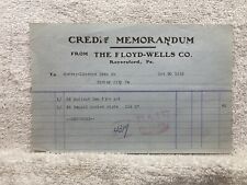 1915 Floyd Wells Company Royersford PA Billhead Receipt Bill Vtg picture