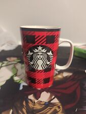 STARBUCKS Mug Buffalo Tartan Plaid Red Black Coffee Tea Mermaid Logo 16 oz 2014 picture