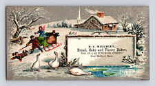 Snow Sleigh Kids Goose Baker New Bedford MA JH BUFFORD Victorian Trade Card picture