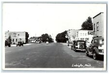 c1940's Ice Cream Shop Street Scene Ludington MI RPPC Photo Unposted Postcard picture