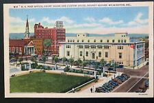 Postcard Wilmington DE - c1930s Rodney Square - Post Office Court House picture