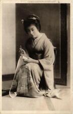 PC CPA geisha girl writing JAPAN (a12754) picture
