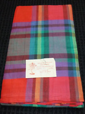 NOS Vtg 100% Cotton Madras Plaid Bedspread Coverlet Made in India 90x108