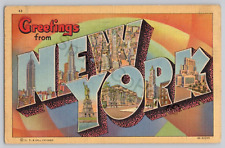 GREETINGS FROM New York Vintage Postcard Posted 1949 picture