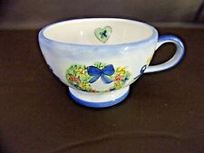 Hand Painted Ceramic Cup With Blue Accents & Blue Bows picture