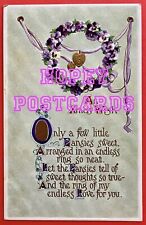 Antique PANSY WREATH postcard~embossed~ AN XMAS WISH~GOLD highlights ~1907- 1914 picture