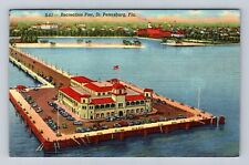 St Petersburg FL-Florida, Aerial Recreation Pier, Vintage c1951 Postcard picture