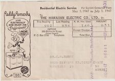 1947 HAWAIIAN ELECTRIC Co. Receipt - Hawaii Territory picture