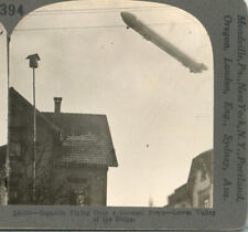 GERMANY, Zeppelin Flying Over Rhine Valley Town-Keystone Ed. Set Stereoview #394 picture