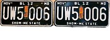 Vntg 1990's Missouri Truck BL 12 License Plates 