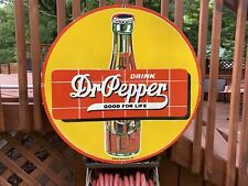 Dr. Pepper Porcelain Enamel Metal 2 4 10 Round Sign 30” USA 1939 picture