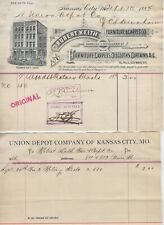 GRAPHIC 1885 KANSAS CITY MISSOURI BILLHEAD & UD VOUCHER ROBERT KEITH FURNITURE picture