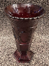 Ruby Red Vase - Vintage AVON Cape Cod Collection Footed 8