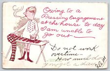 Comics~Man Irons Pants~Pressing Engagement At Home~Can't Go Out~1906 UDB PC picture