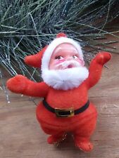 Vintage MCM Flocked Dancing Santa Christmas Blow Mold Ornament Decor Figure picture