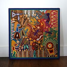 Huichol Yarn Painting Multicolor Art Mexican Indigenous 23-3/4