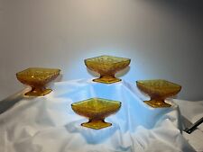 set of 4 vintage Indiana carnival pedestal diamond shaped amber dish picture