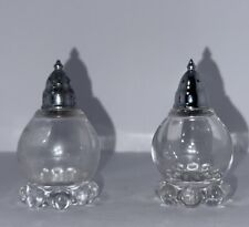 IMPERIAL GLASS CANDLEWICK Salt & Pepper Shakers Glass & Chrome Vintage picture